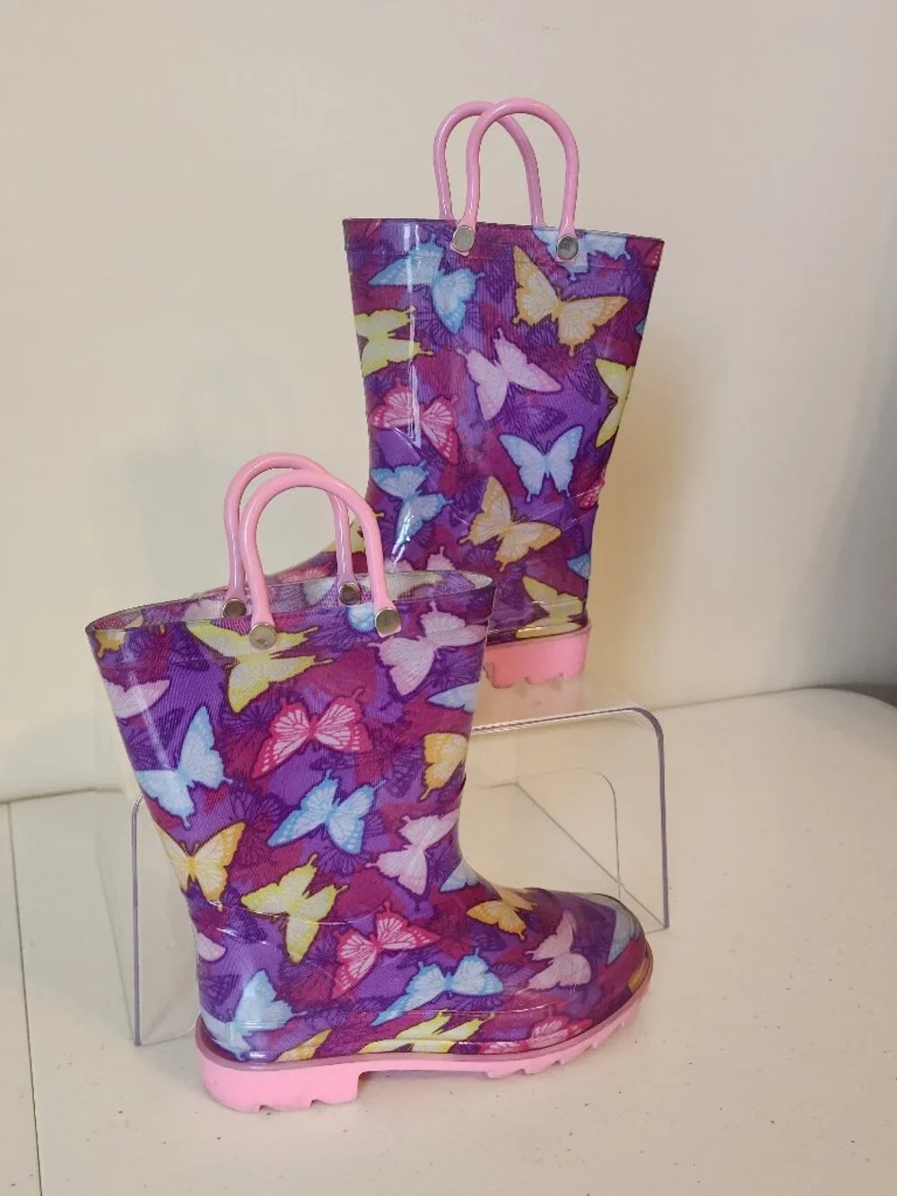 Kids Butterfly Rain Boots | Purple Pink | Size 10